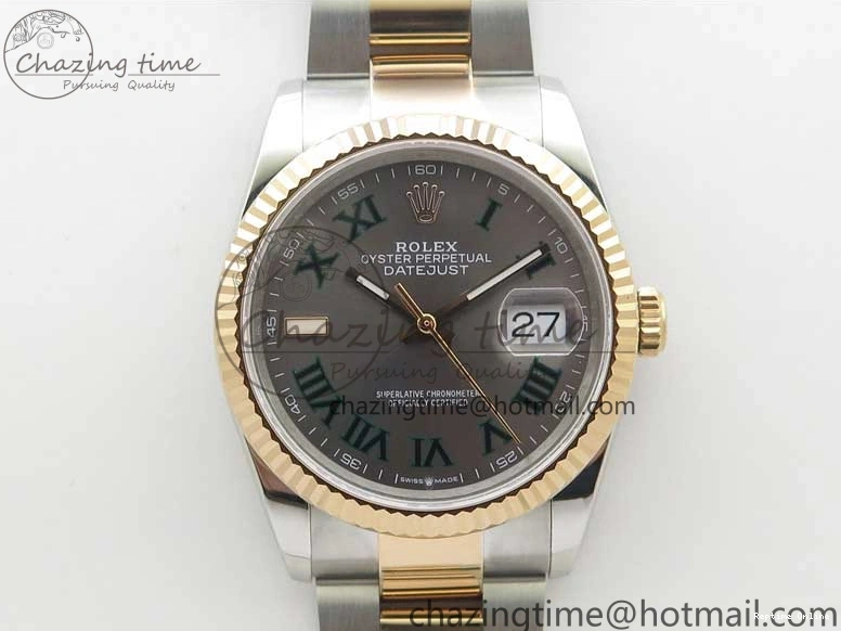 0110 Bold DateJust 36 SS RG 126231 BP Maker 1:1 Best Edition Gray Roman Dial on Oyster Bracelet 2513